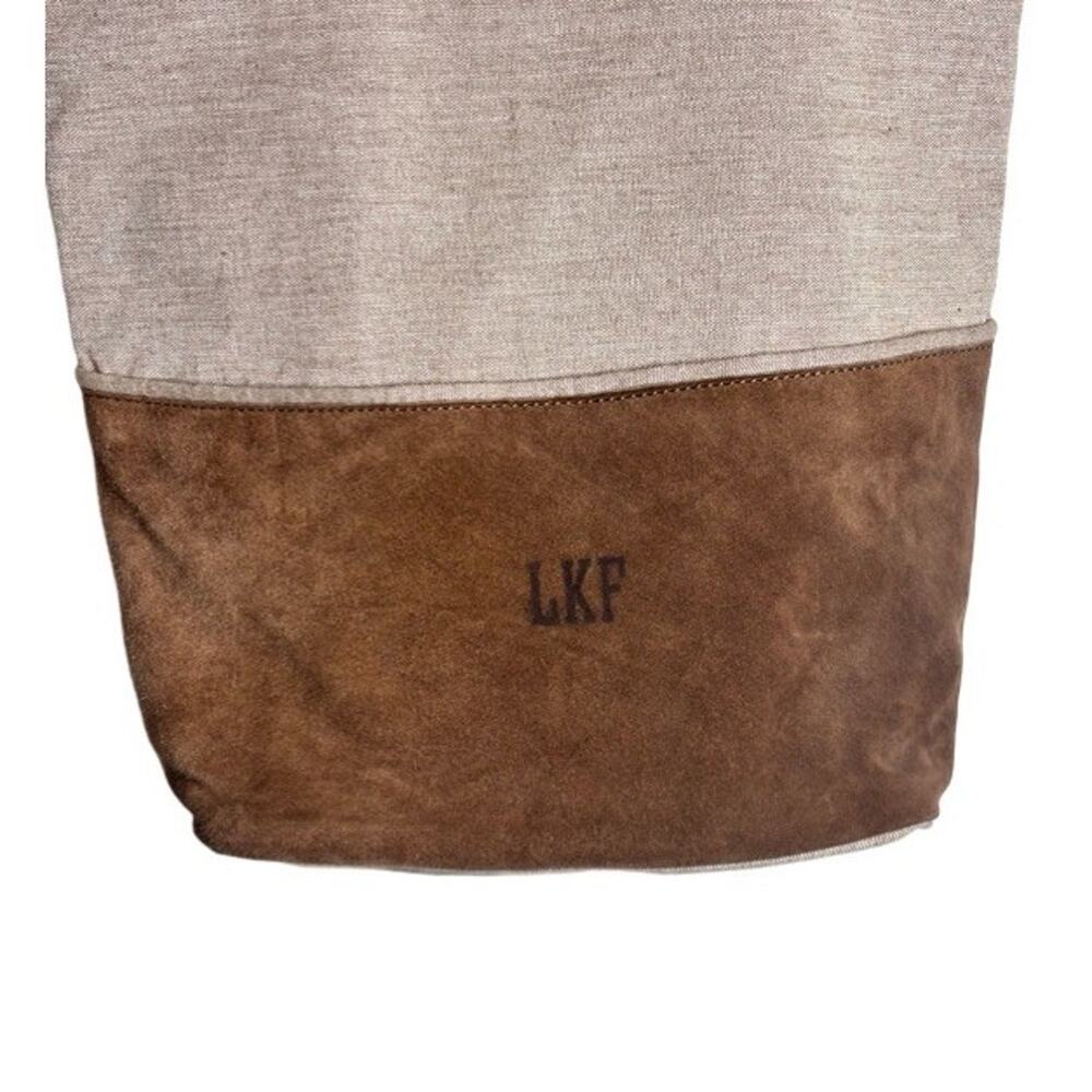 Mark & Graham Tote Large Bucket Cotton Leather Oatmeal Brown Preppy - Picture 3 of 11
